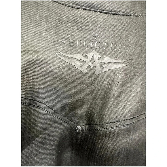 Vintage Affliction Rare Motorcycle Biker Faux Coated Leather Jacket Size XL - Picture 4 of 5